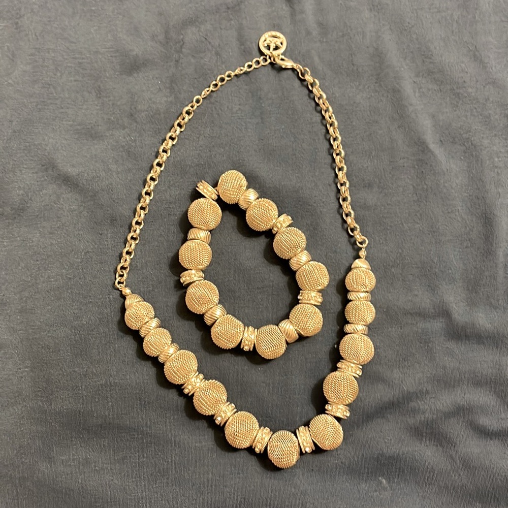 Silver Chunky Bracelet and Necklace Set